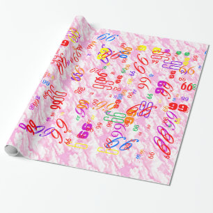 Papier Cadeau Décor Festif Fuchsia Roses Nuages