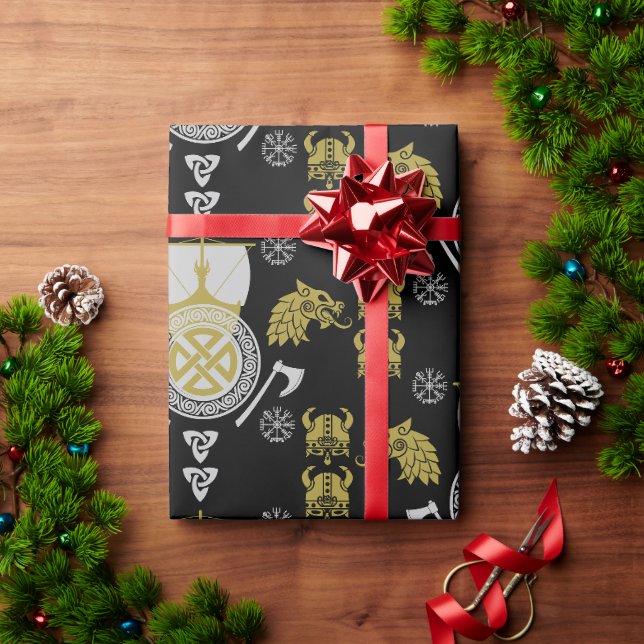 Papier Cadeau Décor maison scandinave Viking Norsemen (Cadeau de vacances)