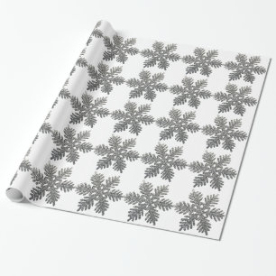 Papier Cadeau Décoration argentée de Noël de flocon de neige 