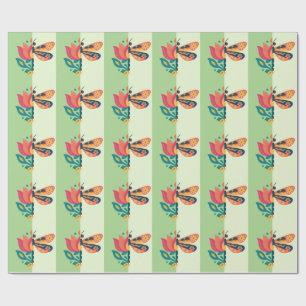 Papier Cadeau Décoration papillon colorée avec des éléments flor