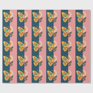 Papier Cadeau Décoration papillon colorée avec des éléments flor