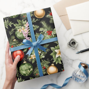 Papier Cadeau Décorations élégantes de Noël Baubles