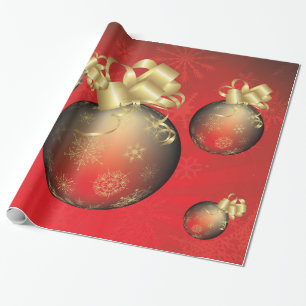 Papier Cadeau Décorations métalliques de boules de Noël d'or