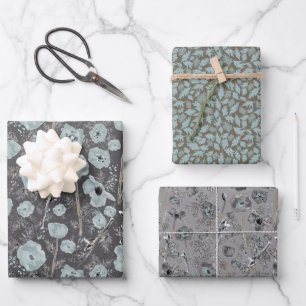 Papier cadeau découpage aquarelle florale de pavot