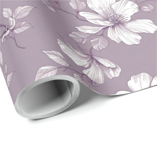 Papier Cadeau Découpage de chinoiserie violet poussiéreux