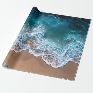 Papier Cadeau Découpage des vagues de rivage de plage
