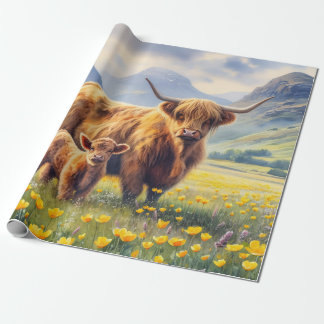 Papier Cadeau Découpage du champ de la vache et de la tasse de v