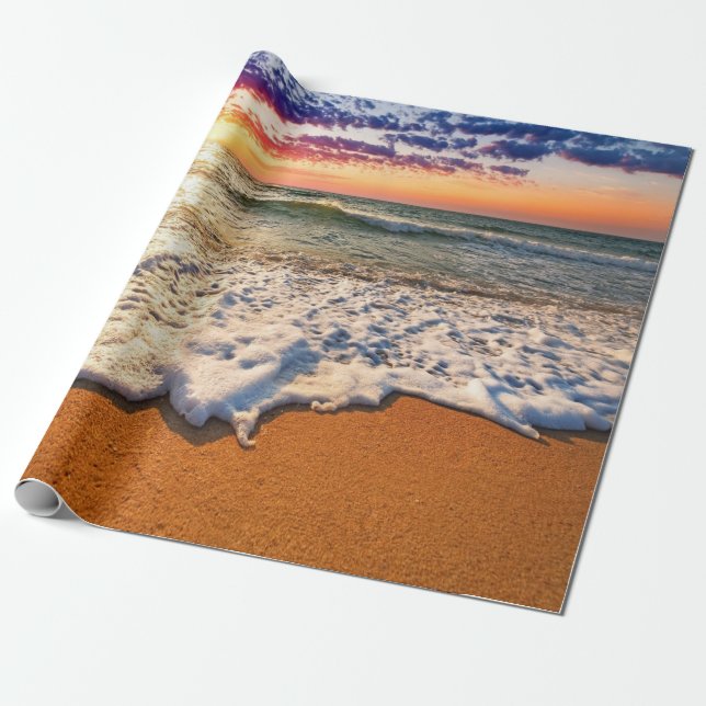Papier Cadeau Découpage du coucher de soleil sur la plage (Déroulé)