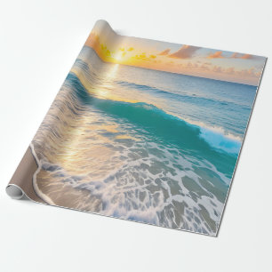 Papier Cadeau Découpage du coucher de soleil sur la plage