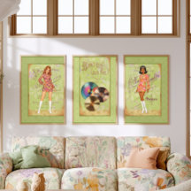 Papier cadeau découpage vert citron Femmes Rétro 6