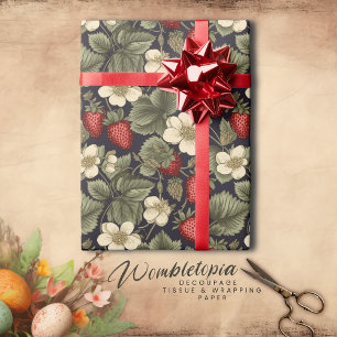 Papier Cadeau Découpage vintage à motifs floraux fraises