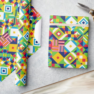 Papier Cadeau Découpe géométrique colorée Toutes les occasions C