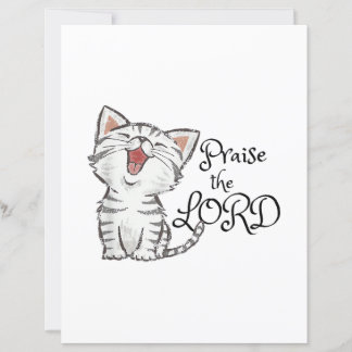 Papier cadeau d'écriture chrétienne avec un chat mignon,