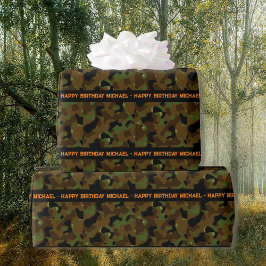 Papier Cadeau Deep Woods Camo Ajouter texte et nom Anniversaire