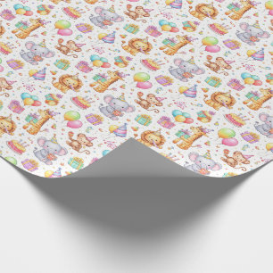 Papier Cadeau Défilé d'animaux de fête – Conception d'anniversai