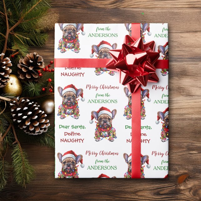 Papier Cadeau Définir Naughty Père Noël Frenchie Christmas (Créateur téléchargé)