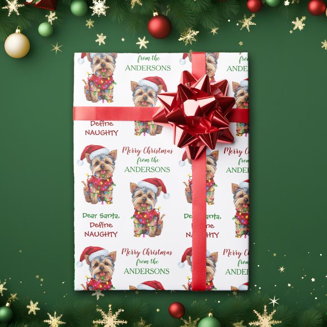 Papier Cadeau Définir Naughty Père Noël Yorkie Noël (Créateur téléchargé)
