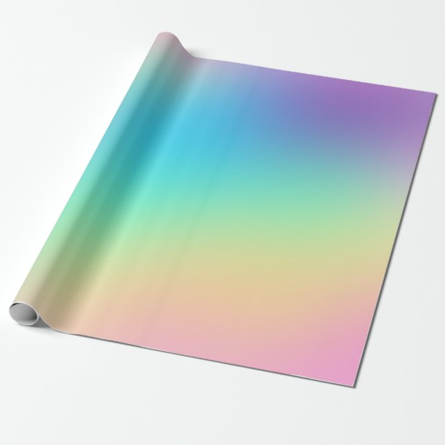 Papier Cadeau Dégradé arc-en-ciel doux et prismatique (Déroulé)