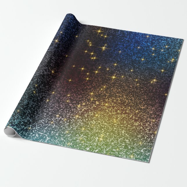 Papier Cadeau Dégradé de parties scintillant brillant avec des c (Déroulé)