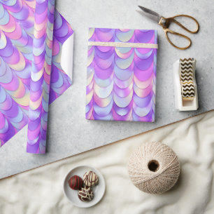 Papier Cadeau Dégradé iridescent d'écailles violettes et bleues