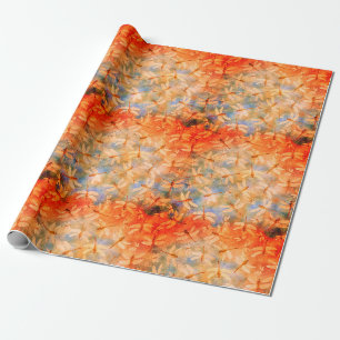 Papier Cadeau Délicat Dragonflies Orange Aquarelle