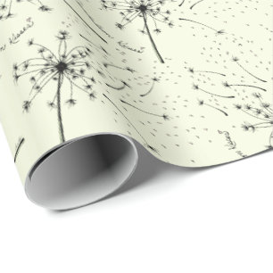 Papier Cadeau Délicat Fleur sauvage Vert Dandelion Baisers Flora