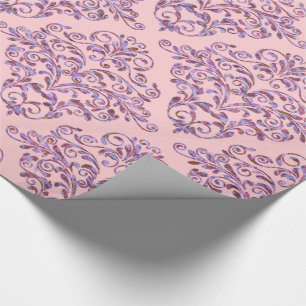 Papier Cadeau Délicat Pink Ambrosia Élégant Damas Royal