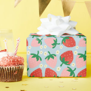 Papier Cadeau Délices Sucrés de Fruits Pastel Bleu