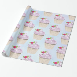 Papier Cadeau Délicieux brioche rose sur le dessus