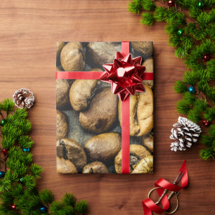 Papier Cadeau Délicieux grains de café en or rustique
