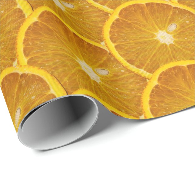 PAPIER CADEAU DÉLICIEUX ORANGE SLICE (Coin rond)
