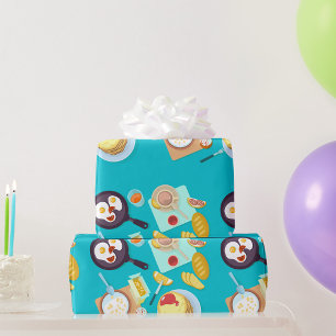 Papier Cadeau Délicieux petit déjeuner Pancakes Oeufs Café