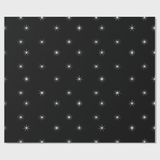 Papier Cadeau Démarre blanc sur noir