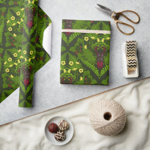 Papier Cadeau Dendroctones et fougères, feuilles verts