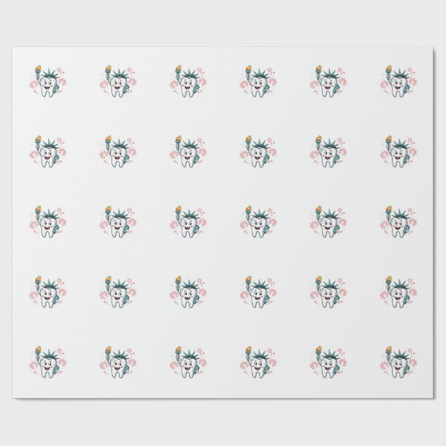 Papier Cadeau Dental Squad 4 juillet Dentist Funny American (Plat)