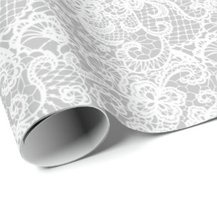 Papier Cadeau Dentelle blanche sur papier d'enveloppement d'arge