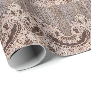 Papier Cadeau Dentelle de bois rustique mariage campagnard occid