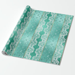 Papier Cadeau Dentelle d'or de blanc d'aluminium d'Aqua de vert