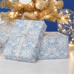 Papier Cadeau Dentelle en céramique bleu clair & flocon de neige