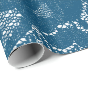 Papier Cadeau Dentelle florale de luxe Turquoise bleu marine aqu