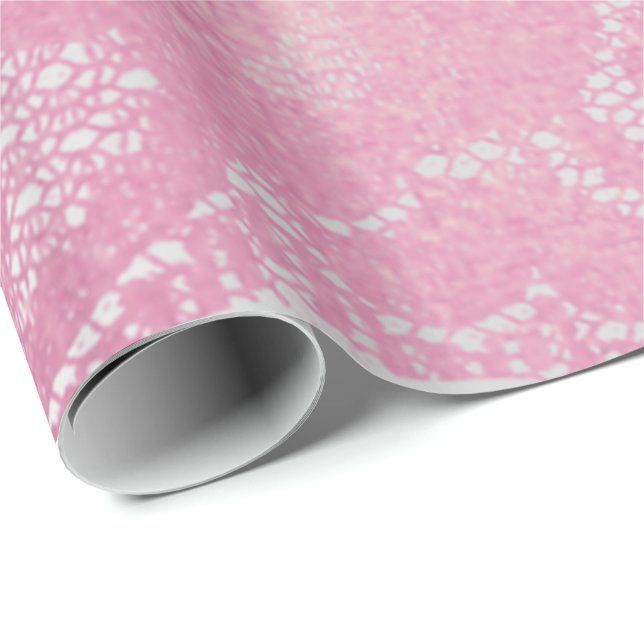 Papier Cadeau Dentelle florale Mauve gris métallique rose rose r (Coin rond)