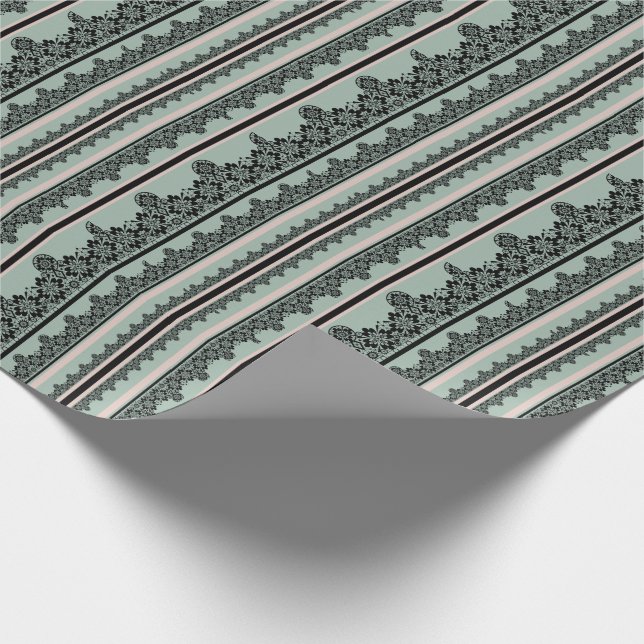 Papier Cadeau Dentelle noire, oreiller jetable ouvert (Coin)