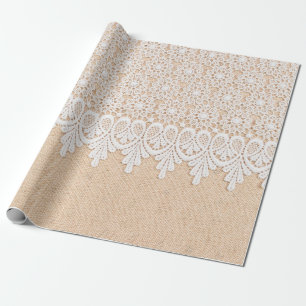 Papier Cadeau Dentelle ornementale blanche sur la conception du