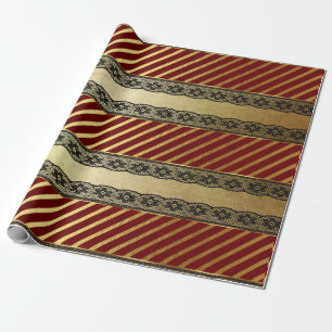 Papier Cadeau Dentelle rouge d'or fascinante royale VIP de