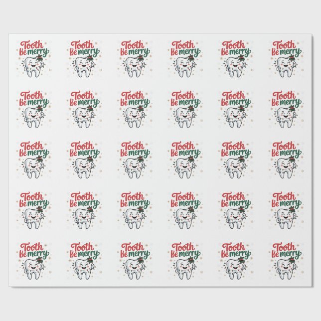 Papier Cadeau Dentiste dentaire Sois Joyeux Dentiste Noël (Plat)