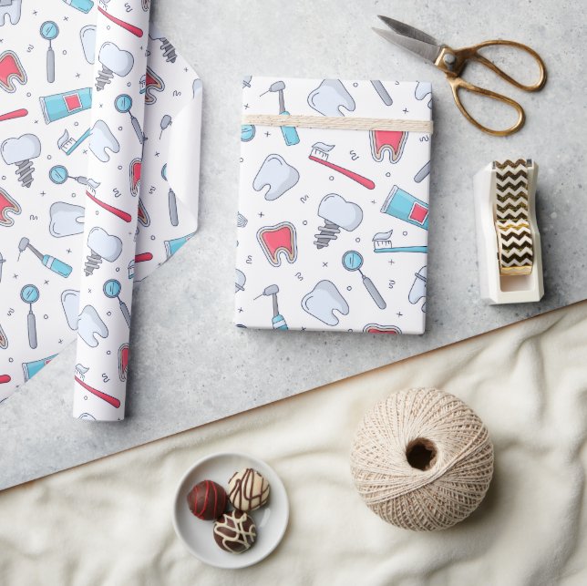 Papier Cadeau Dents et outils Motif dentaire (Artisanat)
