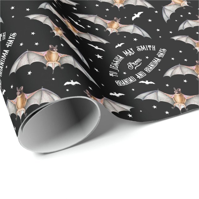 Papier Cadeau Déplaisant Cute Gothique Vampire chauves-souris Vi (Coin rond)
