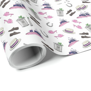 Papier Cadeau Derby Party Attire Mint Julep Horseshoe