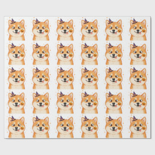 Papier Cadeau Derpy Shiba Inu Halloween Citrouille