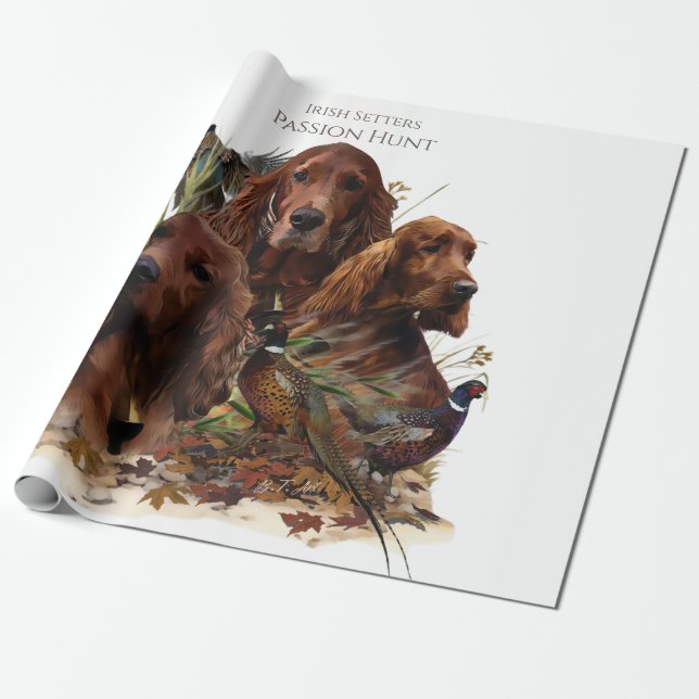 Papier Cadeau Des couteaux irlandais avec faisans - Chasse à la  (Déroulé)